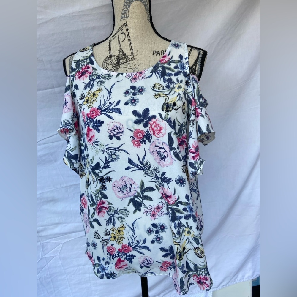Bwear Floral Ruffle Sleeve Blouse - Multicolor